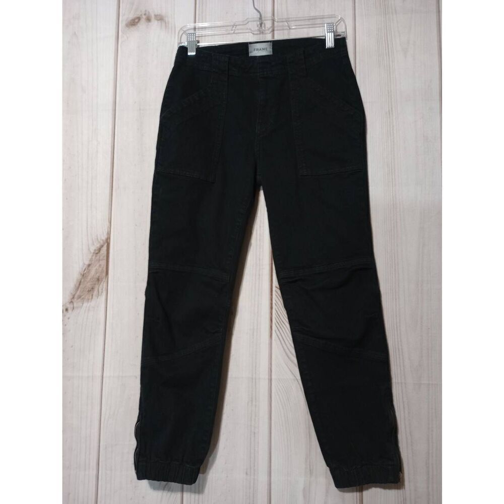 Frame Women Overdye Black Utility Jogger Moto Pants Size 28 Gothic Mob Wife